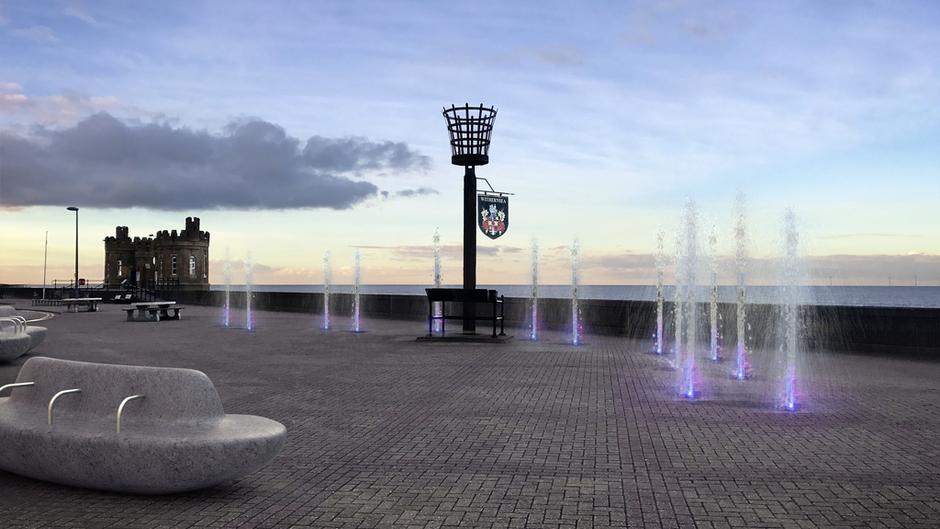 Visualisation Of Pavement Fountains On Withernsea Promenade