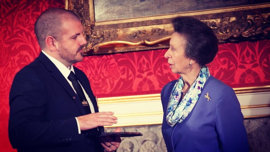 Training Manager Damien Mcknight Receiving The Award From Hrh The Princess Royal