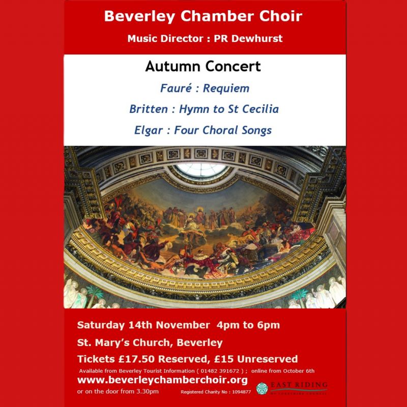 Beverley Chamber Choir Presents An Afternoon Of Great Choral Music Saturday 14 November 2026 4 00pm
