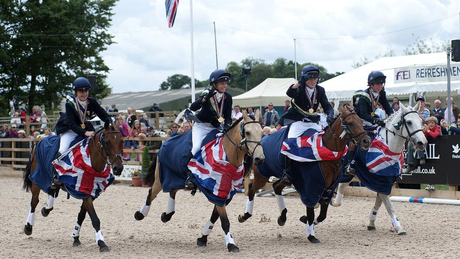 The Gb Team Celebrating A Win At The Pony European Championships Held At The College In 2010