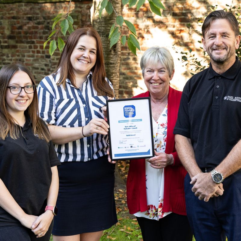 Licensing Team Honoured With Gold Award From Rspca For Animal Welfare Services